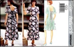 3360 BUTTERICK  EZ FIT FLARE PULLOVER BACK LACED DRESS LENGTHS PATTERN 6-12